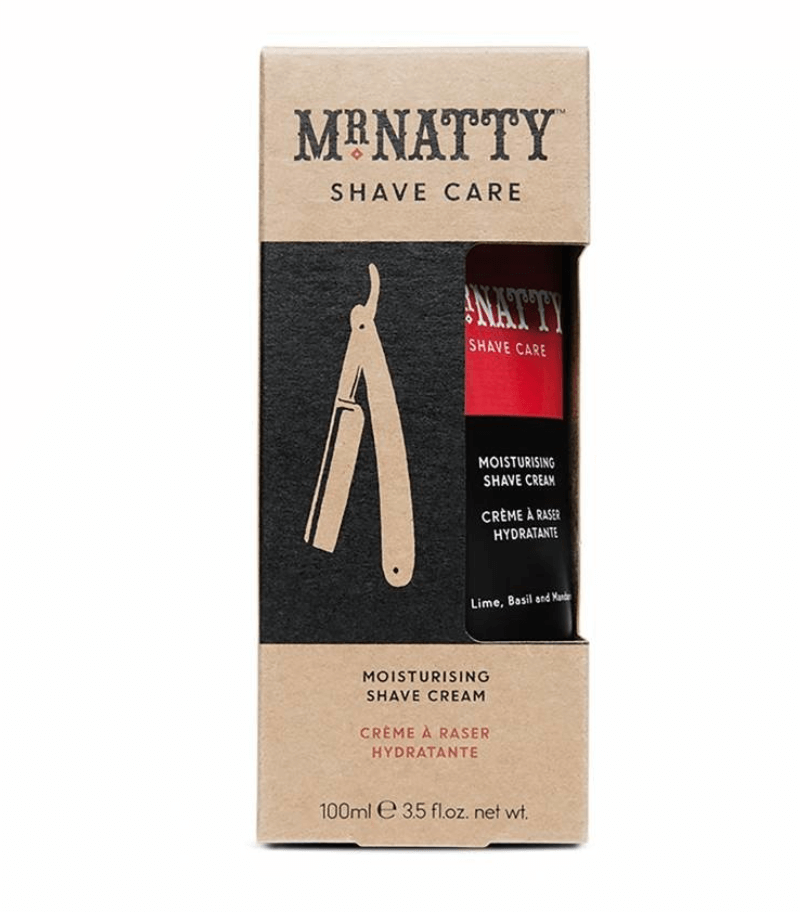 De verpakking van de mr natty Shave creme